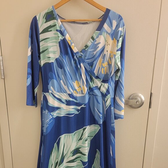 Plus Size Maxi Dress for Women Casual Summer Sundress V-Neck 3/4 Sleeve (XXL) - Picture 2 of 9